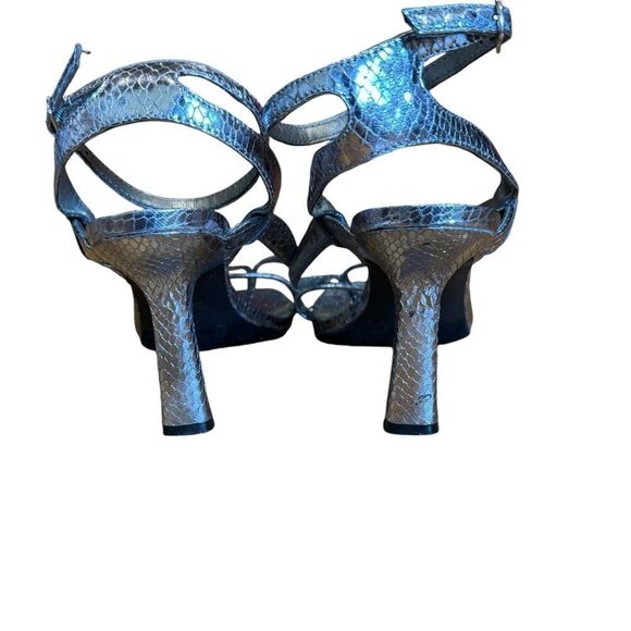Worthington Tulipa Blue Silver Python Snake Print Thong Dress Square Toe Sandals - Picture 7 of 7